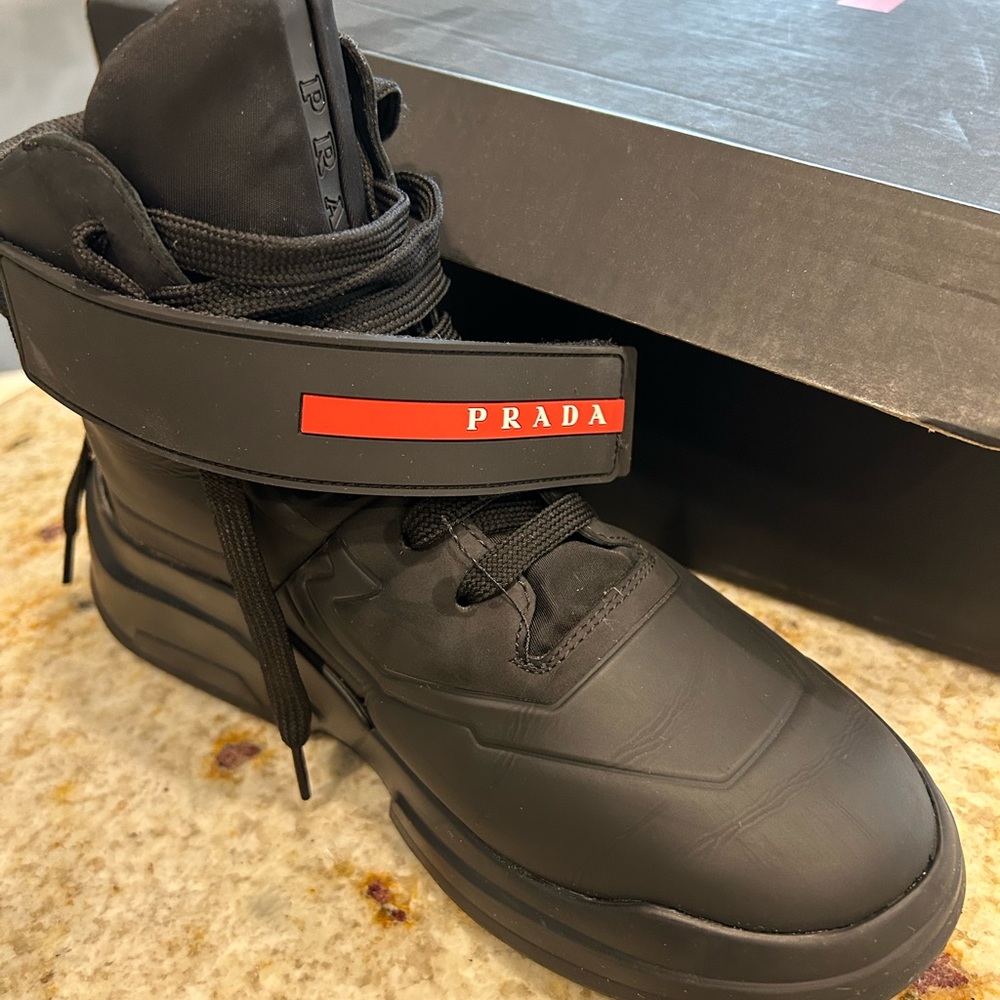 Prada Polarius high-top sneakers (black) in excellent condition